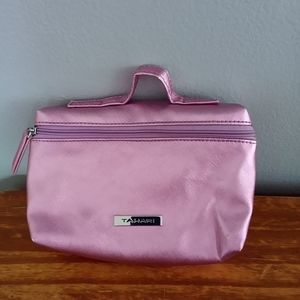 Tahari metallic pink cosmetic bag